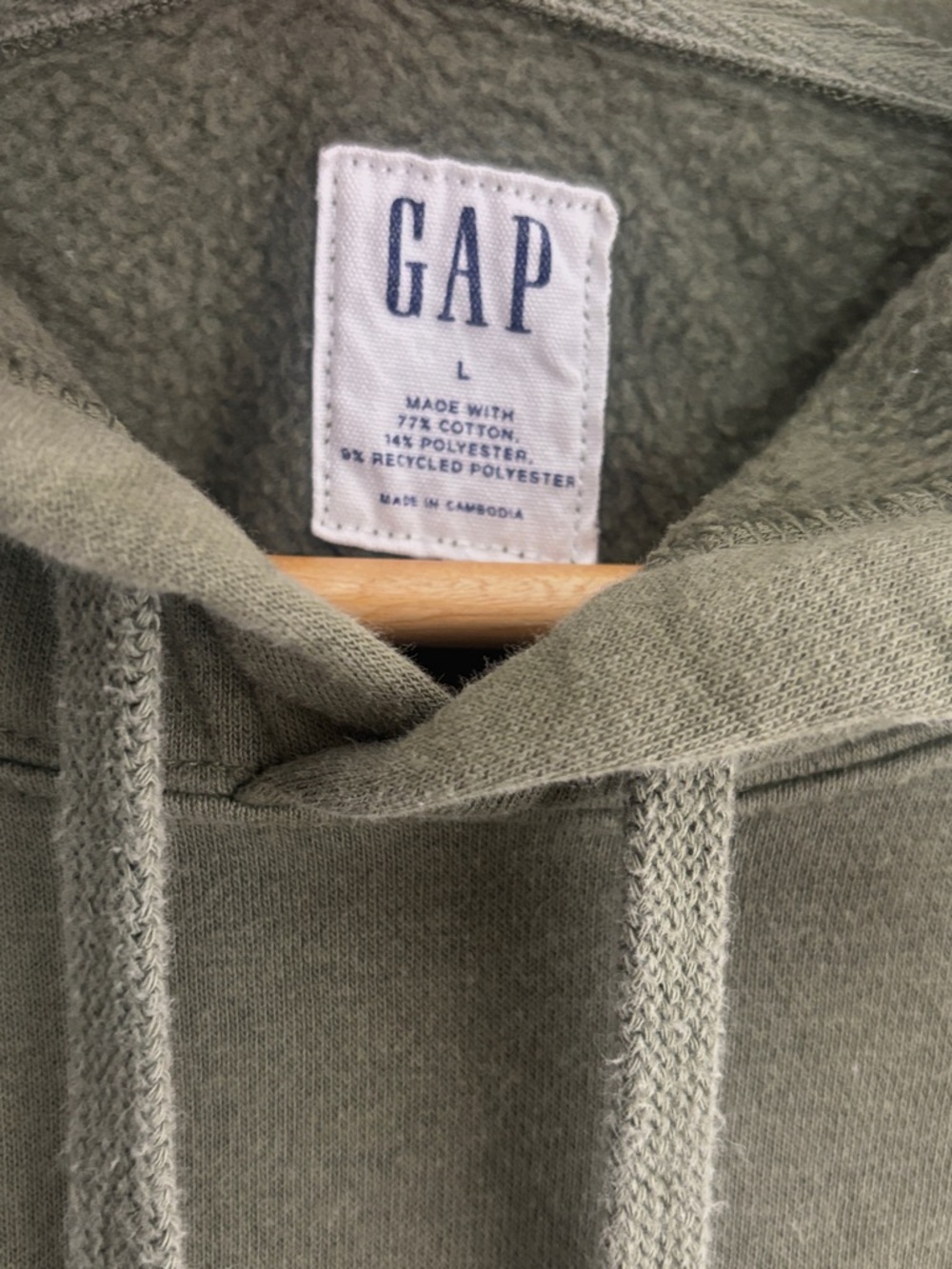 GAP Olive Green Hooded Pullover with Navy Logo Y2K - Picture 4 of 5
